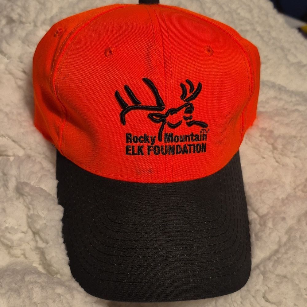 Rocky Mountain Elk Foundation HUNTER ORANGE Velcroback Hat - New
